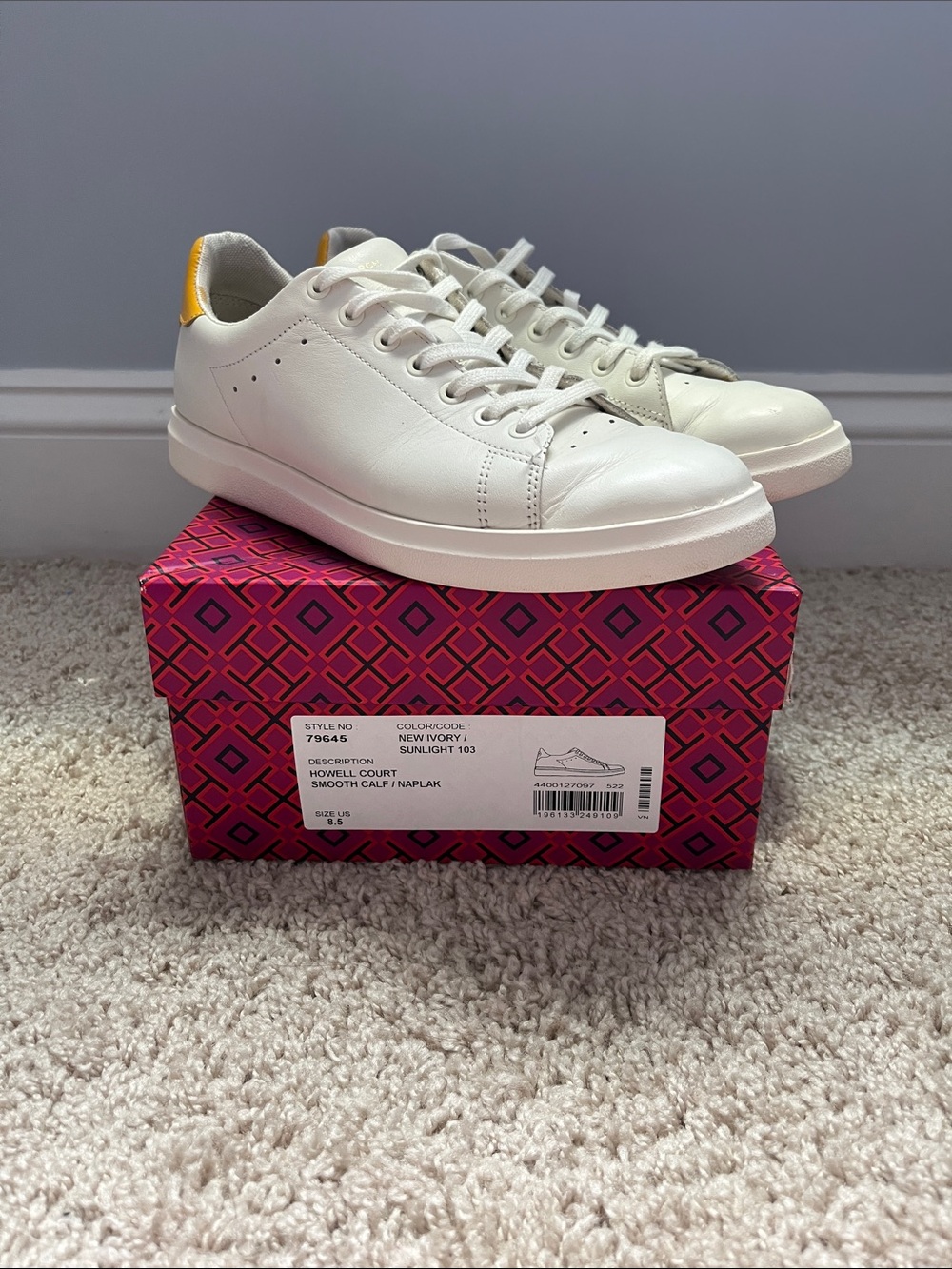 Tory Burch Howell Court Smooth Calf 8.5 sneakers